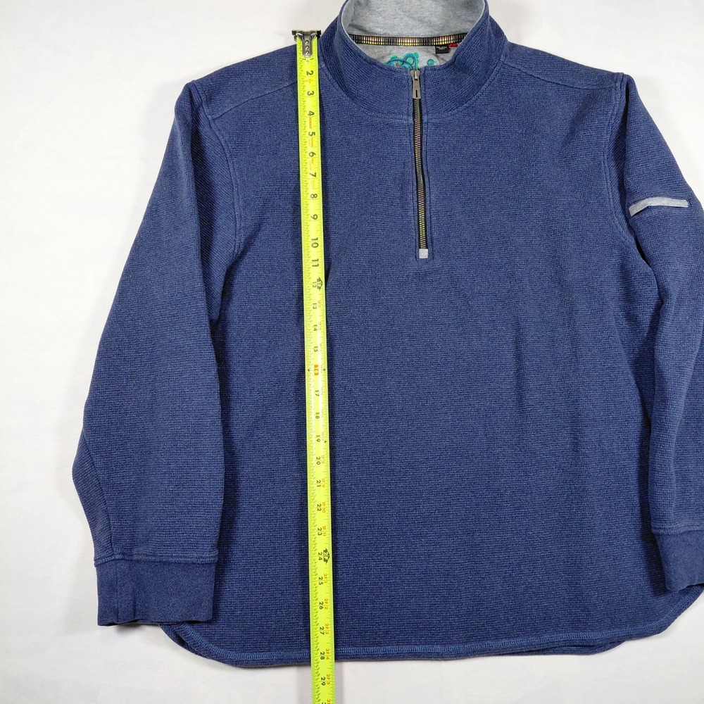 Robert Graham Mens 2XL Blue Waffle Knit 1/4 Zip Pullover Sweater Cotton - Picture 10 of 14